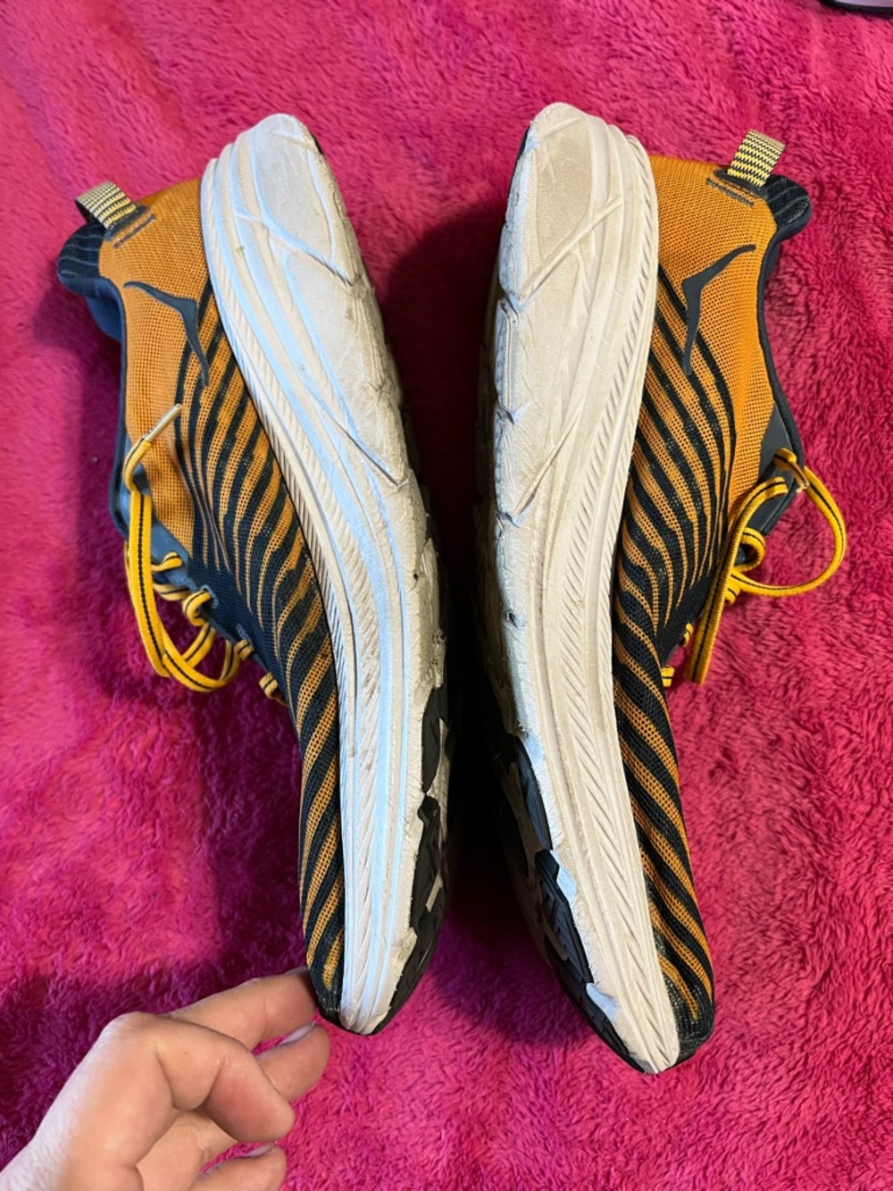 Hoka One One Men's Black and Yellow Running Sneakers - Picture 2 of 5